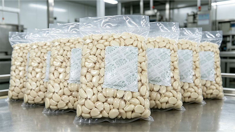 Vacuum packed peeled garlic