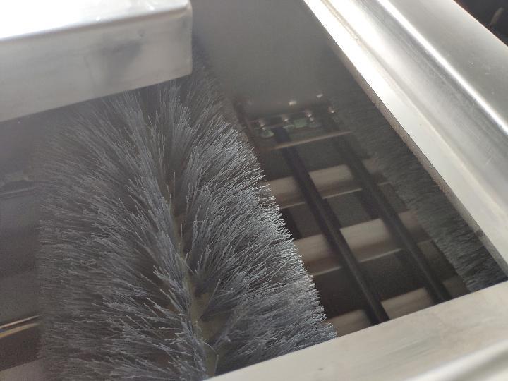 Brush cleaning eggs