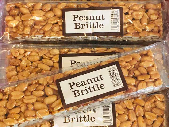 peanut brittles processed by cutting machine
